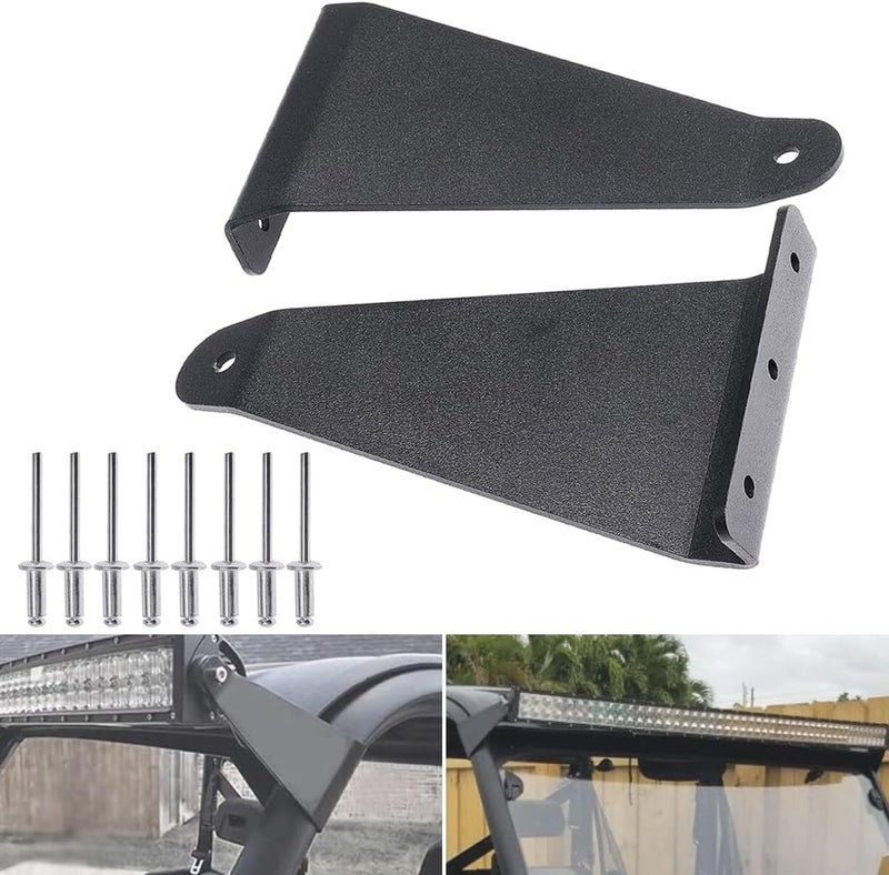 DarSeity Front Upper Roof Windshield Pro-fit Cage 50-52 inch Curved Light Bar Mount Brackets Compatible with Polaris Ranger 570 900 1000 XP 900 EPS - Image 1